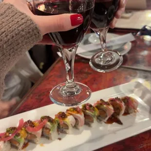 Wine and sushi