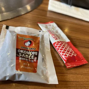 Sauce packet for each table.
