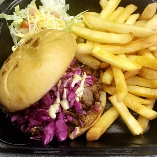 BBQ pork sandwich with fries!