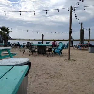 Tiki bar looking towards the water.