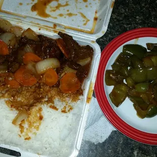 75% was white rice. Out of the remaining 25%, 75% of that was bell pepper. Not happy.