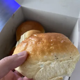 Moldy charsiu bao.  Meat was also a bit dry