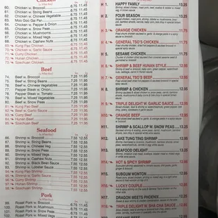Updated menu