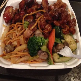 1 Items Combo: Teriyaki &amp; Orange chicken with half chow main  &amp; vegetables