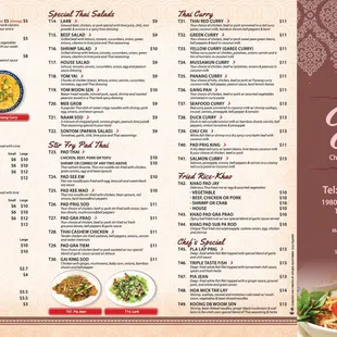 Thai Menu
