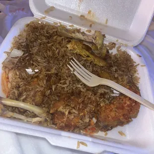 Shrimp Fried Rice and Chicken Wings