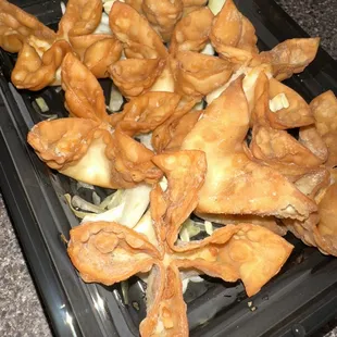 a tray of fried food