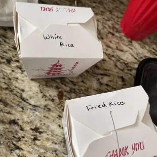 Steamed Rice and Vegetable Fried Rice- Lunch Special portions