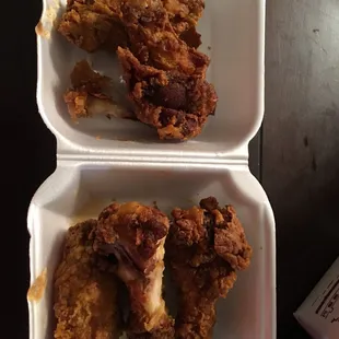 Unclean oil and hard fried chicken.  Took a bite and spit it out. They are replacing it tho!