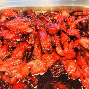 a pan full of chicken wings