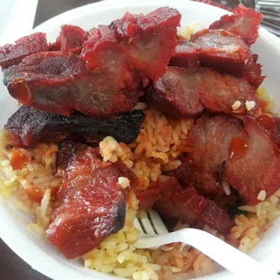 BBQ pork and fried rice bowl