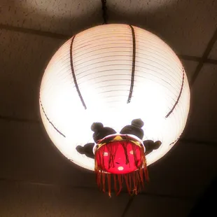 a lamp hanging from the ceiling