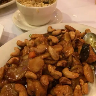 Stir fry cashew chicken. Fried rice is not worthy. 5