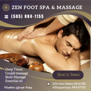 The full body massage targets all the major areas of the body that are most subject to strain and
discomfort including the ne...