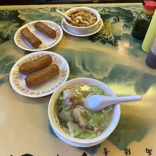 Egg Rolls, Egg Drop Soup and Wonton Soup