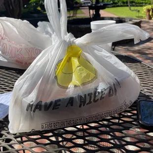 a plastic bag on a table