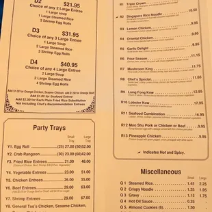 Newest menu (as of 3/2020)