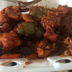 a plate of food with meat and vegetables