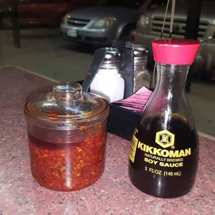 The hot chili paste/oil is always a good sign