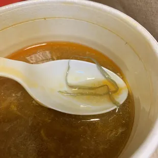 Hot and sour soup with string.