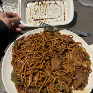 Beef Lo Mein Noodles looks like it&apos;s not a lot because the container is small, but it&apos;s actually a very nice size