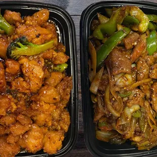 two containers of food