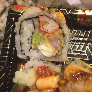 Mostly rice in the Godzilla roll