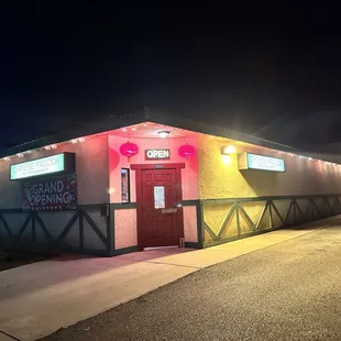 the entrance to a chinese restaurant