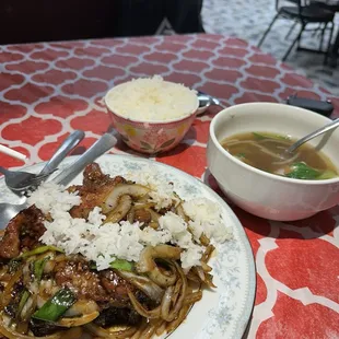 Mongolian Beef and steamed white rice