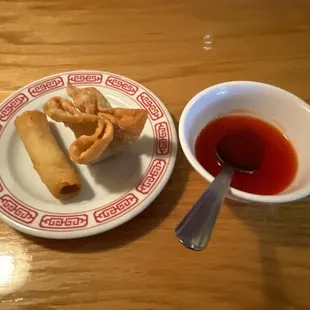 Egg Roll and Crab Rangoon