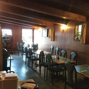 the dining room with tables and chairs
