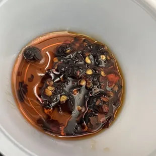 a bowl of soup with black beans