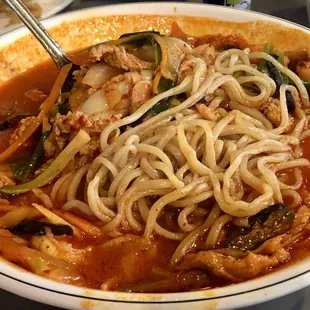 Korean style spicy noodle soup