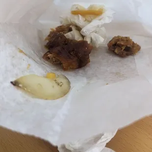 Chewy dry orange chicken. Not good.