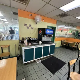 the inside of a fast food restaurant