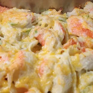 a close up of a dish of food