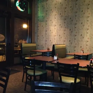 Interior shot, oddly with row of booths open