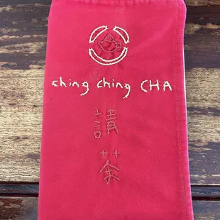 Adorable fabric cover for their menus