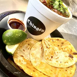 a plate of food and a drink