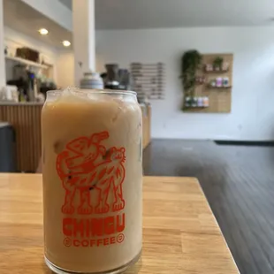 Iced orange thyme latte