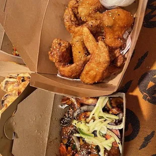 Tteokboki and Korean Fried Chicken