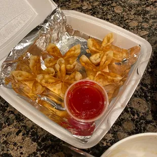 Crab 6. Fried Crab and Cream Cheese Rangoon...all the other containers are already empty..lol