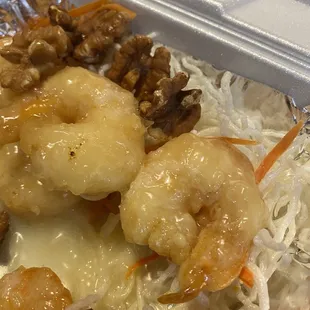 GF Honey walnut shrimp. Breaded in corn starch