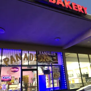 Front door, no hours posted that I saw but they have an A :)