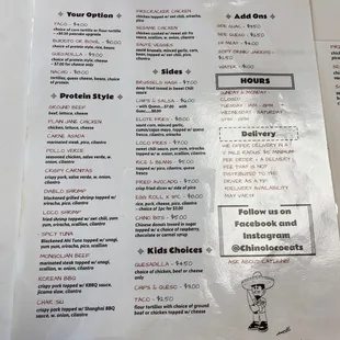 menu