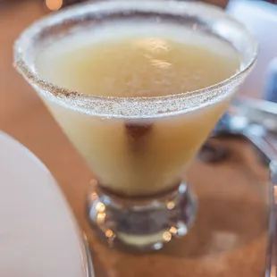 gotta love these pear martinis with a stick of cinnamon