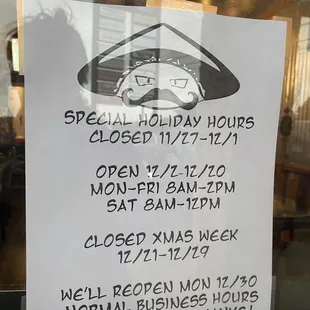 Holiday hours
