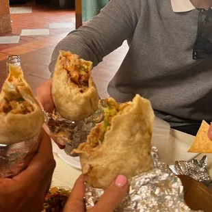 Super Spicy Chicken burritos and super veggie burrito