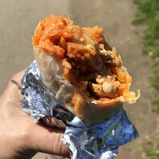 Best Spicy shredded chicken with rice burrito
