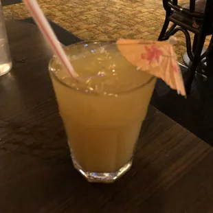 Mai tai. Fruit juice and rum. If it weren&apos;t for the almond syrup, it would have gone back.